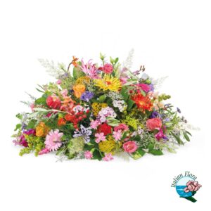 Ciotola funebre con fiori misti colorati