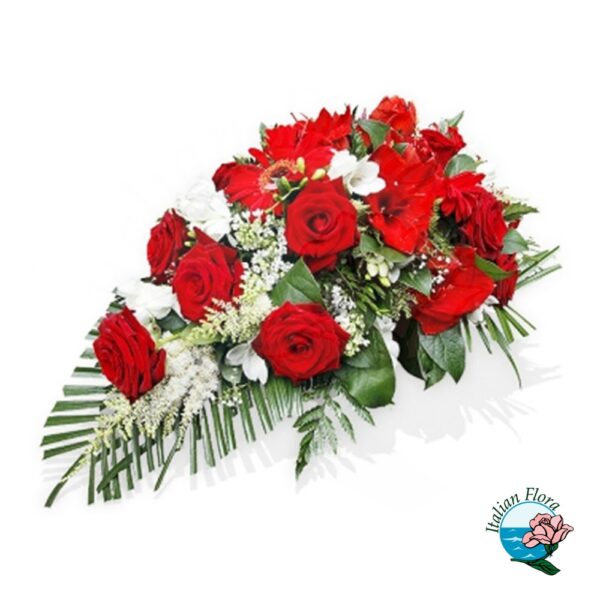 Cuscino funebre di fiori rossi