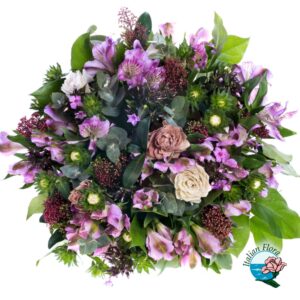 Bouquet funebre di fiori viola