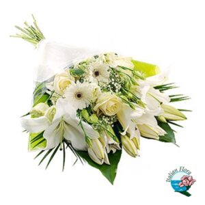 Mazzo funebre di fiori bianchi